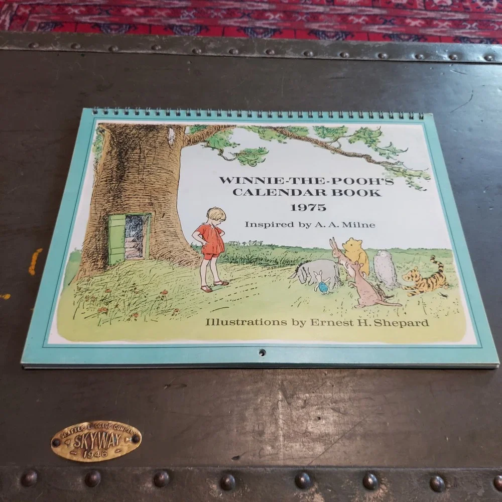 Vintage 1975 Winnie-the-Pooh Calendar Book AA Milne Ernest H Shepard Illustrated